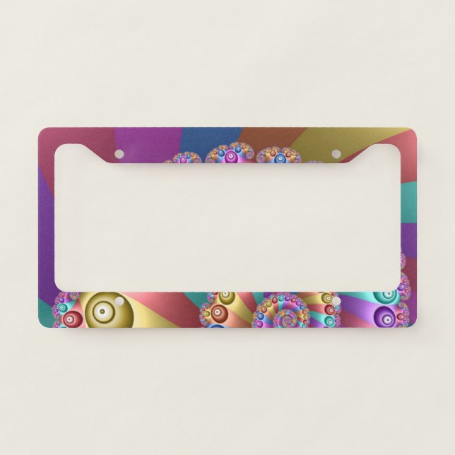 Beautiful Rainbow Colors Abstract Fractal Art License Plate Frame (Front)