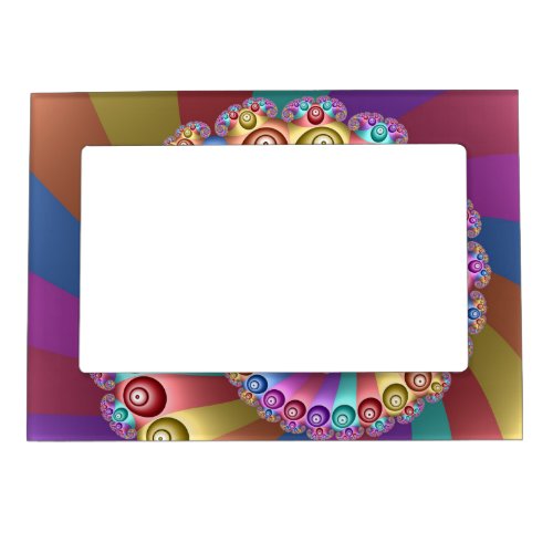 Beautiful Rainbow Colors Abstract Fractal Art Magnetic Frame