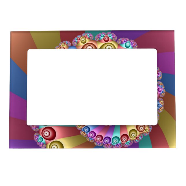 Beautiful Rainbow Colors Abstract Fractal Art Magnetic Frame (Front)