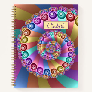 Beautiful Rainbow Colors Abstract Fractal Art Name Notebook