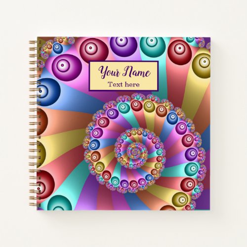 Beautiful Rainbow Colors Abstract Fractal Art Name Notebook