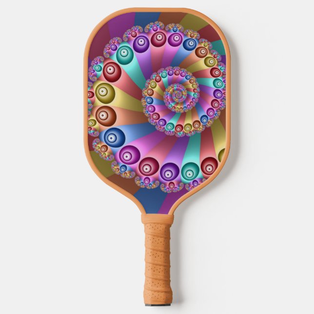 Beautiful Rainbow Colors Abstract Fractal Art Pickleball Paddle (Front)