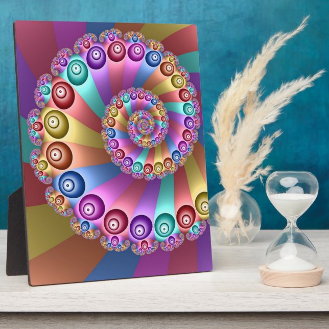 Beautiful Rainbow Colors Abstract Fractal Art Plaque (Side)