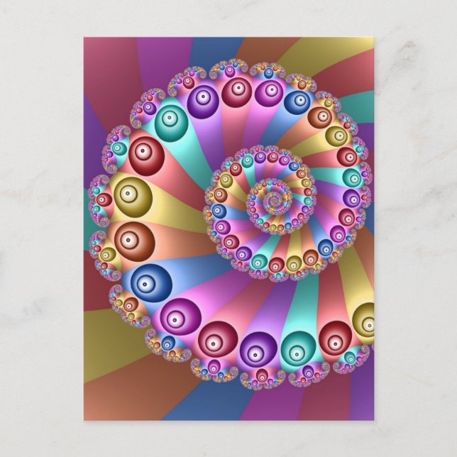 Beautiful Rainbow Colors Abstract Fractal Art Postcard (Front)