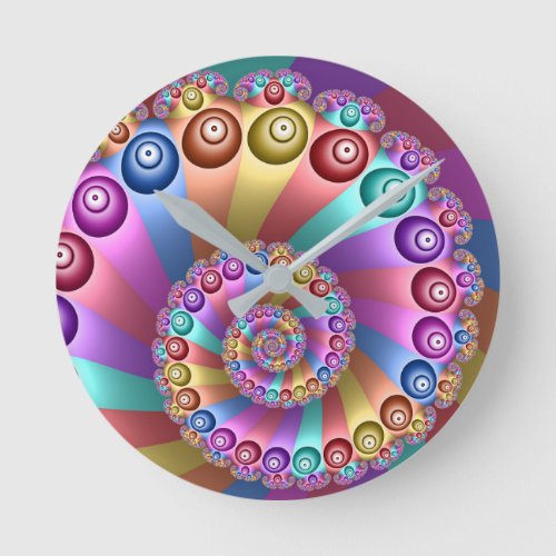 Beautiful Rainbow Colors Abstract Fractal Art Round Clock