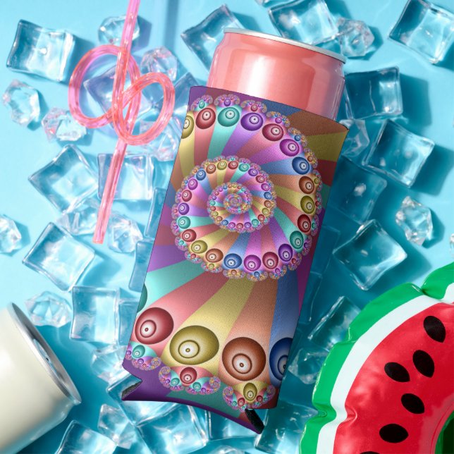 Beautiful Rainbow Colors Abstract Fractal Art Seltzer Can Cooler (In Situ Summer)
