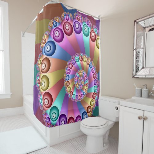 Beautiful Rainbow Colors Abstract Fractal Art Shower Curtain