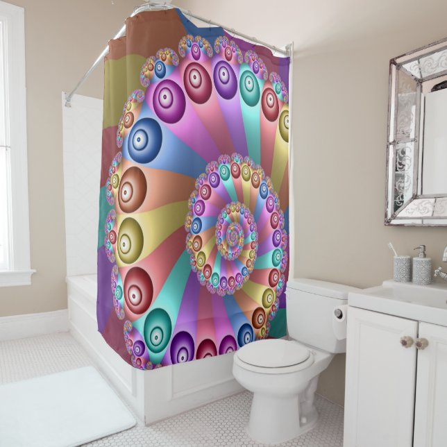 Beautiful Rainbow Colors Abstract Fractal Art Shower Curtain (In Situ)