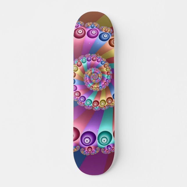 Beautiful Rainbow Colors Abstract Fractal Art Skateboard (Front)