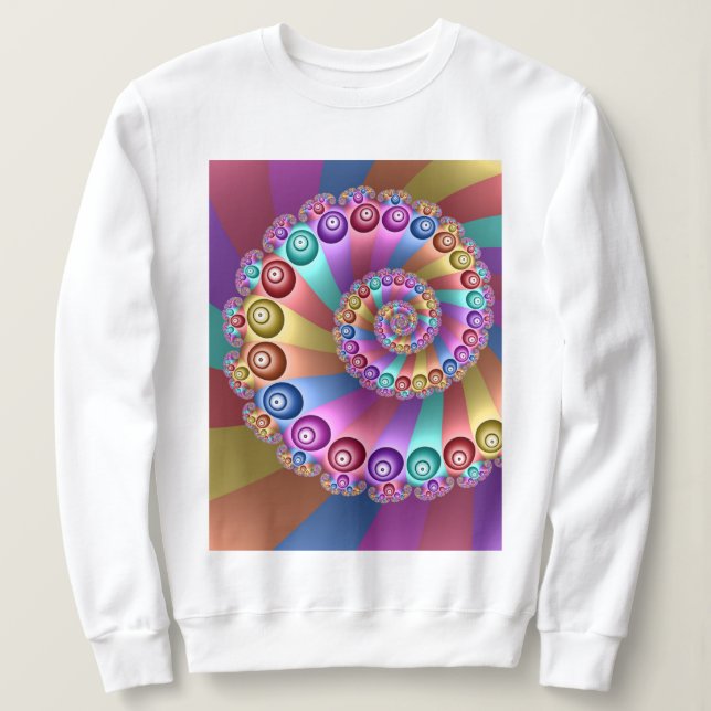 Beautiful Rainbow Colors Abstract Fractal Art Sweatshirt (Design Front)