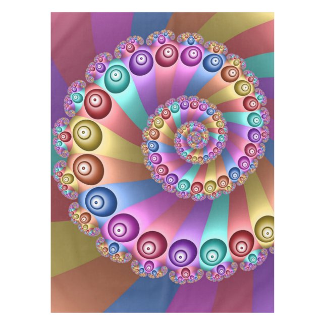 Beautiful Rainbow Colors Abstract Fractal Art Tablecloth (Front)