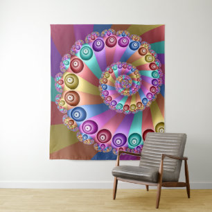 Beautiful Rainbow Colors Abstract Fractal Art Tapestry