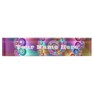 Beautiful Rainbow Colors Abstract Fractal Art Text Desk Name Plate