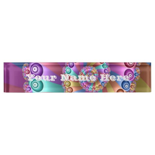 Beautiful Rainbow Colors Abstract Fractal Art Text Desk Name Plate