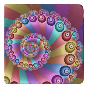 Beautiful Rainbow Colors Abstract Fractal Art Trivet