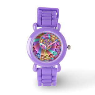 Beautiful Rainbow Colors Abstract Fractal Art Watch