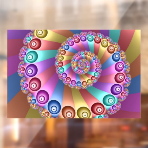 Beautiful Rainbow Colors Abstract Fractal Art Window Cling