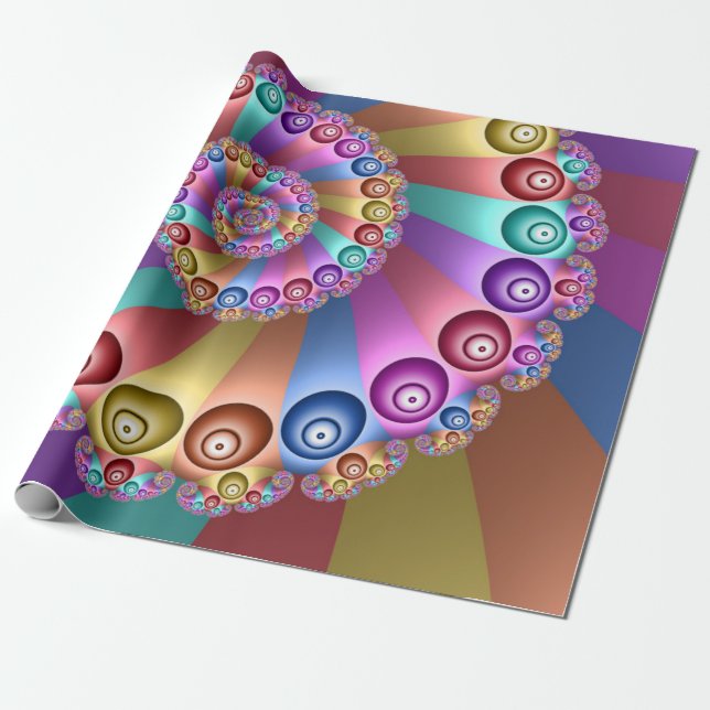 Beautiful Rainbow Colors Abstract Fractal Art Wrapping Paper (Unrolled)