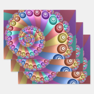Beautiful Rainbow Colors Abstract Fractal Art Wrapping Paper Sheets