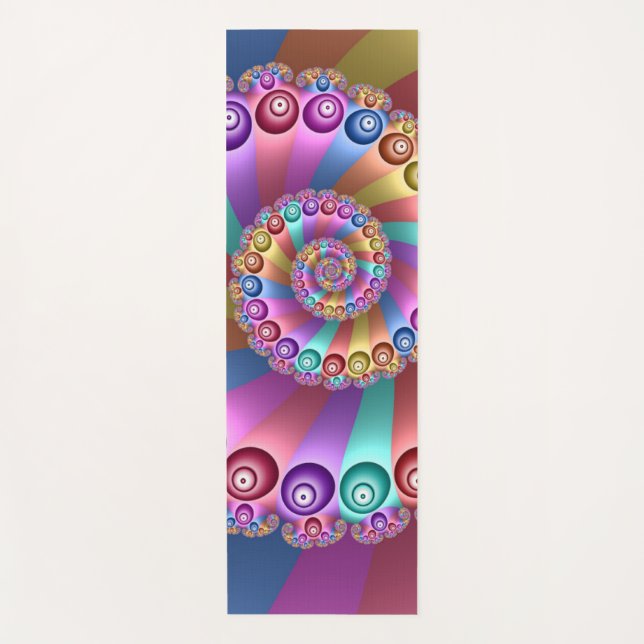 Beautiful Rainbow Colors Abstract Fractal Art Yoga Mat (Front)