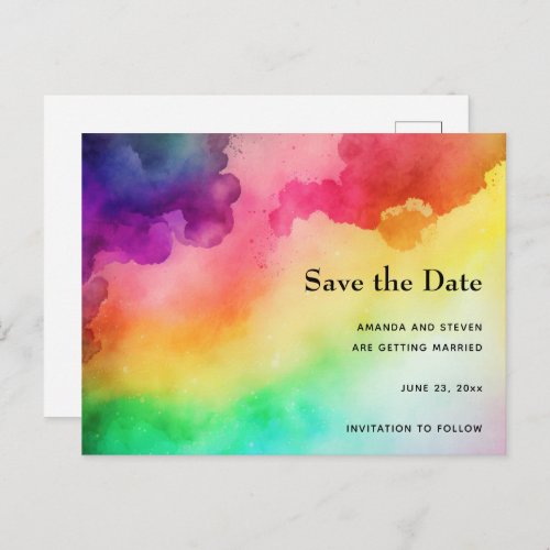 Beautiful Rainbow Colors Abstract Save the Date Invitation Postcard