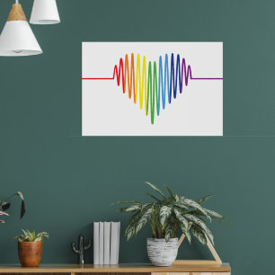 Beautiful Rainbow Colors of a Beating Human Heart Poster