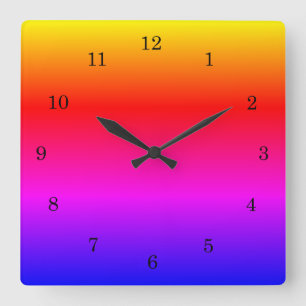 Beautiful Rainbow Colors Square Wall Clock