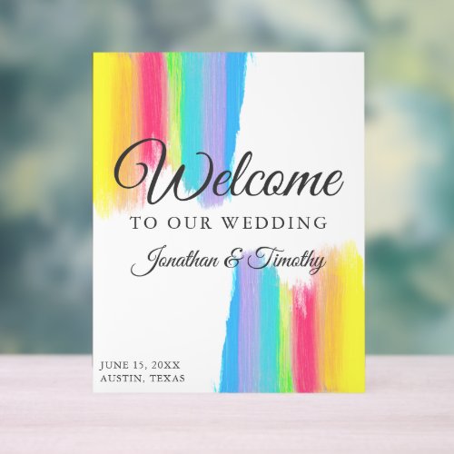 Beautiful Rainbow Custom Welcome to Our Wedding Acrylic Sign