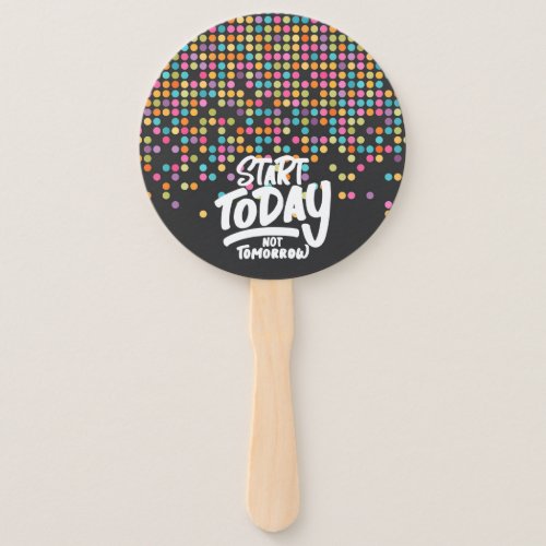 beautiful rainbow design with quote hand fan