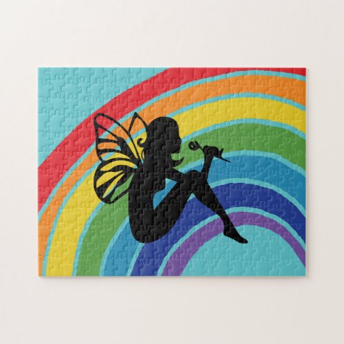 Beautiful Rainbow Fairy Girl Cute Colorful Jigsaw Puzzle