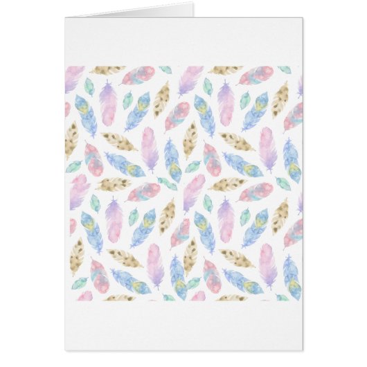 Beautiful rainbow feathers watercolour pattern cards (Front)