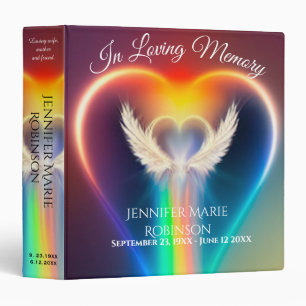 Beautiful Rainbow Heart Angel Wings 3 Ring Binder