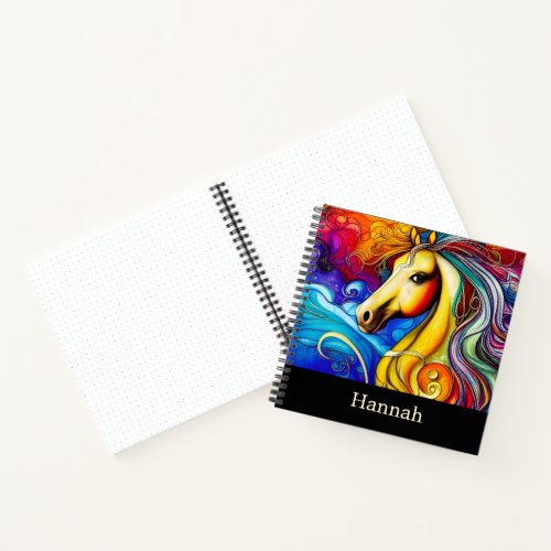 Beautiful Rainbow Horse Portrait Bullet Notebook