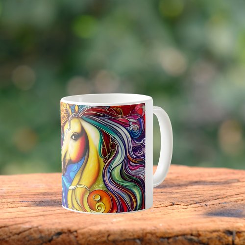Beautiful Rainbow Horse Portrait  Coffee Mug