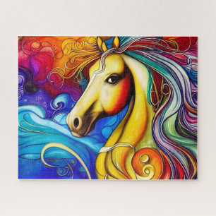 Beautiful Rainbow Horse Portrait Jigsaw Puzzle