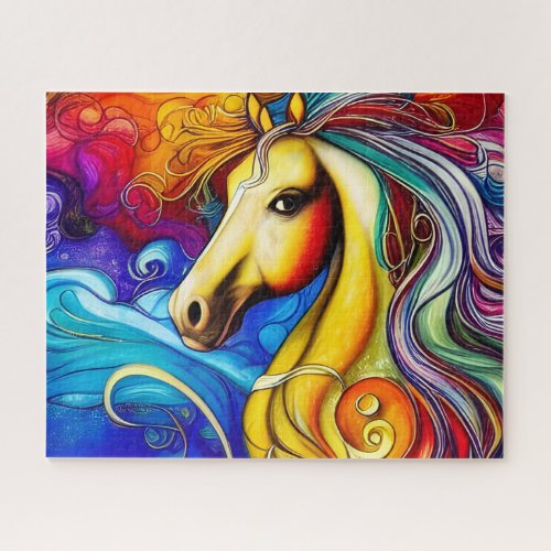 Beautiful Rainbow Horse Portrait Jigsaw Puzzle