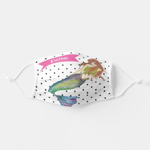 Beautiful Rainbow Mermaid with Ginger Hair Adult Cloth Face Mask