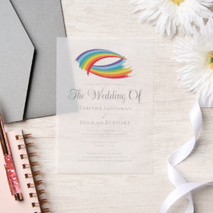 Beautiful Rainbow Modern LGBTQ Wedding Vellum Invitations