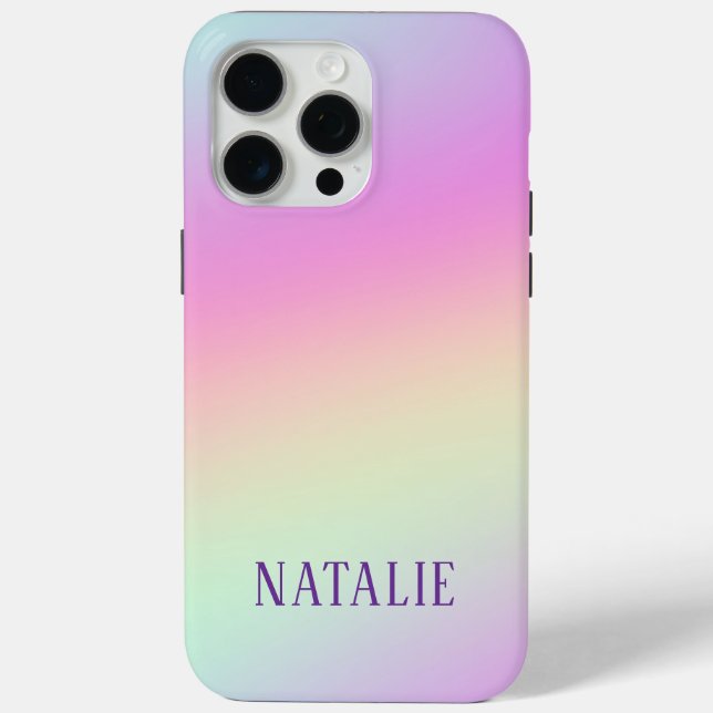 Beautiful Rainbow Ombre Personalized Name Case-Mate iPhone Case (Back)