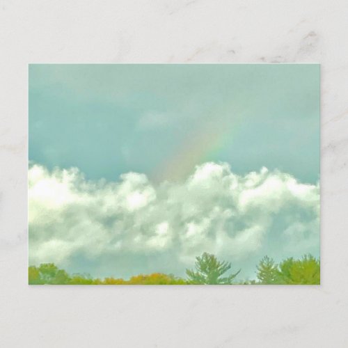 Beautiful Rainbow on Rainy Day Keeping in Touch Postcard