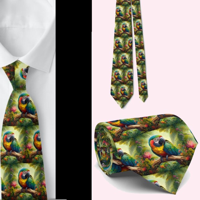 Beautiful Rainbow Parrots Necktie (Creator Uploaded)