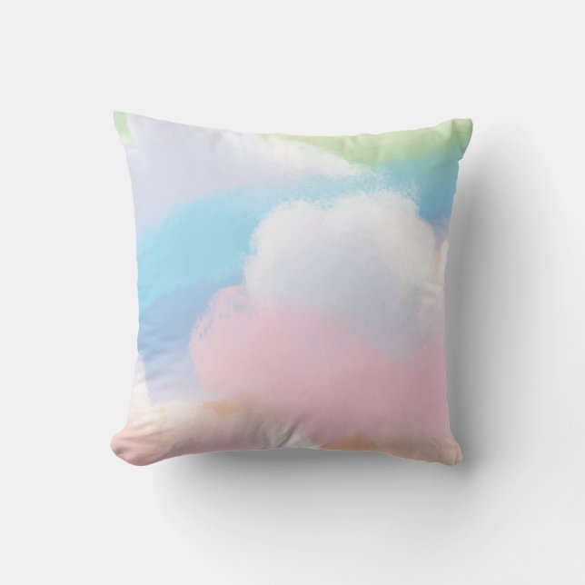 Beautiful rainbow pastel clouds throw pillow (Front)