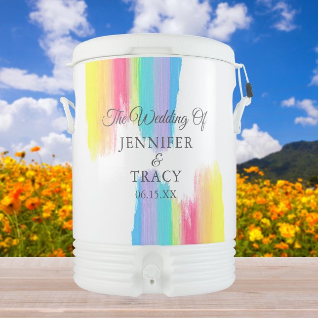 Beautiful Rainbow Personalized LGBTQ Wedding Beverage Cooler (Creator Uploaded)