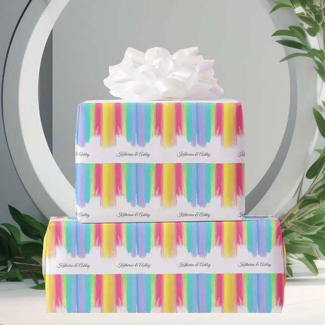 Beautiful Rainbow Personalized Wedding Wrapping Paper (Creator Uploaded)