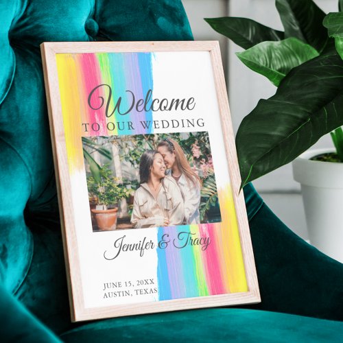 Beautiful Rainbow Photo Welcome to Our Wedding Poster
