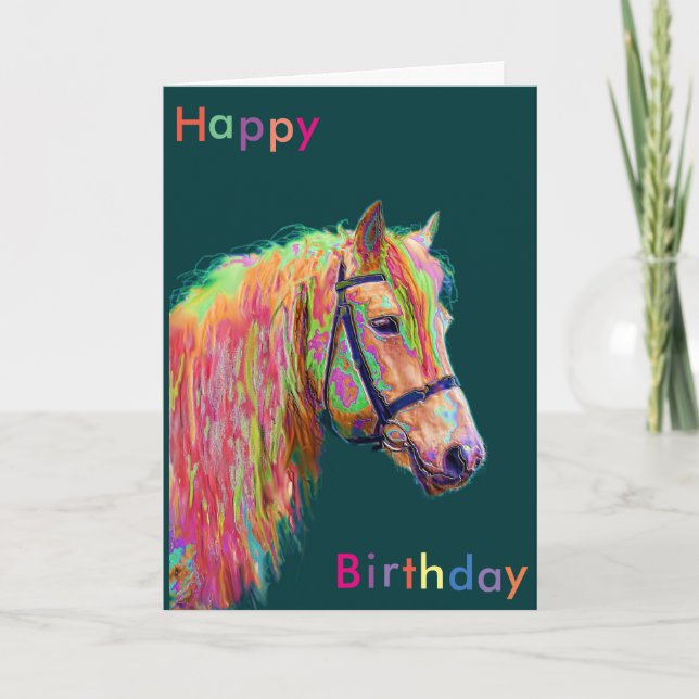 Beautiful Rainbow Pony Birthday Card (Front)