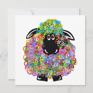 Beautiful Rainbow Sheep Of The Family Card
