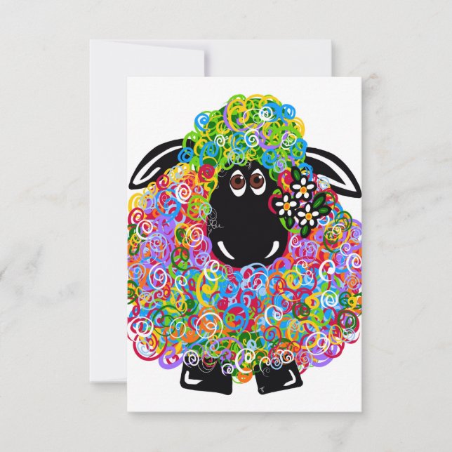 Beautiful Rainbow Sheep Of The Family Card (Front)