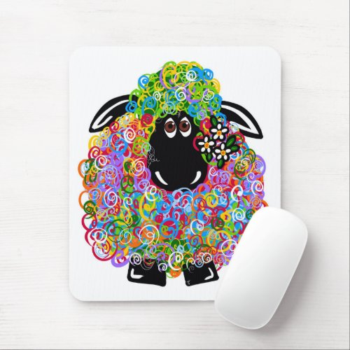 Beautiful Rainbow Sheep Of The Family Mouse Pad