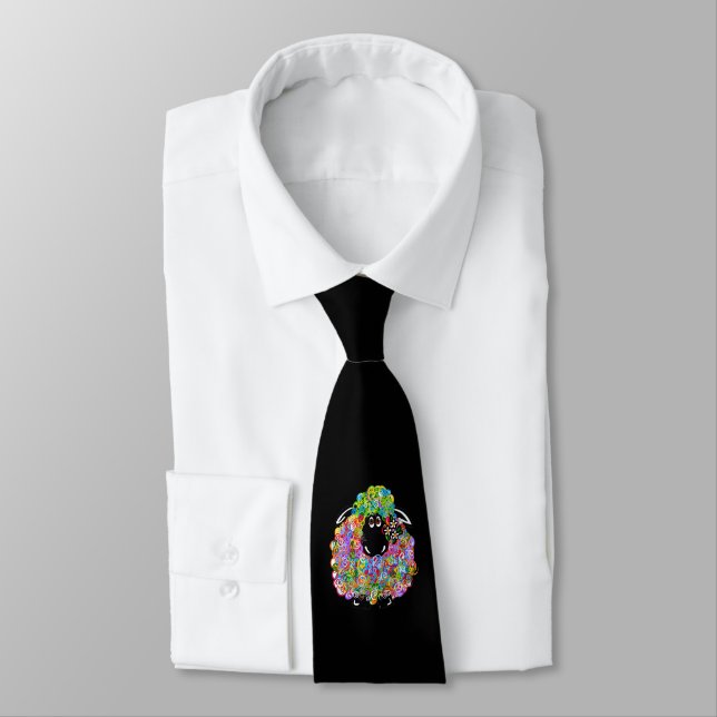 Beautiful Rainbow Sheep Of The Family Neck Tie (Tied)